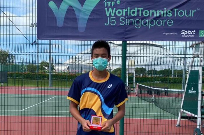 Petenis muda Indonesia, Nathan Anthony Barki usai menjuarari Singapore ITF Junior Championship I 2021, Jumat (5/2/2021)