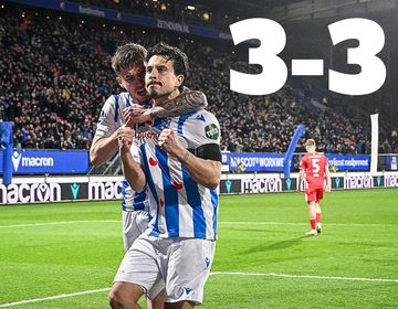 Thom Haye mencetak gol saat membawa SC Heerenveen menahan imbang Twente 3-3, Rabu (3/4/2024).