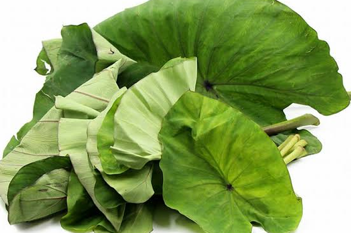 Daunnya empuk dengan rasa ringan dan pedas ketika dimasak dan memiliki rasa sedikit logam dan besi. Ini manfaat kesehatan dari daun talas.