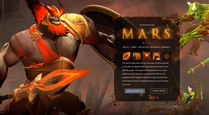 Mars, the new hero of Dota 2