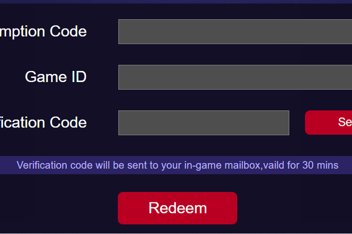 Display the redeem code website page in Mobile Legends