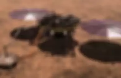 Ilustrasi pendarat InSight di Mars.