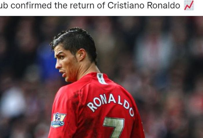 Ekspresi Cristiano Ronaldo saat membela Manchester United periode pertama.