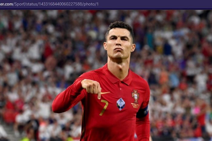 Megabintang timnas Portugal, Cristiano Ronaldo, merayakan gol ke gawang timnas Irlandia dalam laga Kualifikasi Piala Dunia 2022 zona Eropa pada Kamis (2/9/2021) pukul 01.45 WIB di Stadion Algarve. 