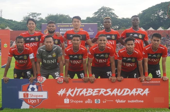 Skuad Bhayangkara FC saat menghadapi Persik Kediri pada pekan kedua Shopee Liga 1 2020.