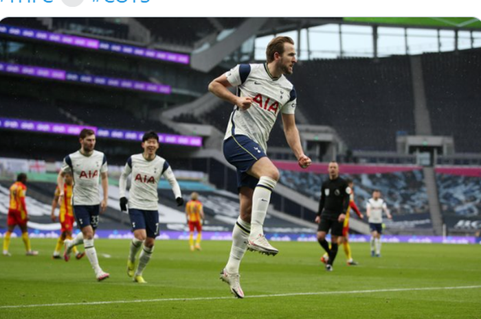 Harry Kane mencetak satu gol dalam kemenangan 2-0 Tottenham Hotspur atas West Bromwich Albion pada laga pekan ke-23 Liga Inggris 2020-2021.