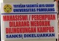 Viral Papan Larangan Merokok Buat Mahasiswi, Begini Penjelasan Rektor Unpam