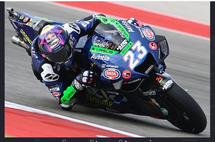 Pembalap MotoGP dari tim Avintia Esponsorama Racing, Enea Bastianini kala beraksi di lintasan.