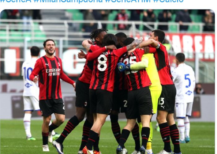 Gol tunggal Rafael Leao bawa AC Milan menangatas Sampdoria dalam pekan ke-25 Liga Italia, Minggu (13/2/2022) 