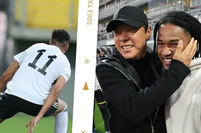 Ronaldo Kwateh yang memberi dukungan kepada timnas Indonesia dalam laga melawan Libya pun menyapa pelatih Shin Tae-yong dan mereka terlihat tertawa bersama.
