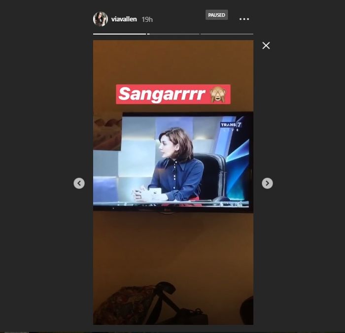 Unggahan instastory Via Vallen.