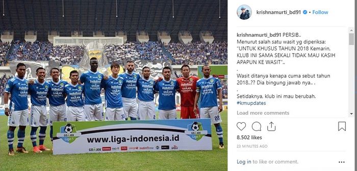 Unggahan foto wakil satgas antimafia bola, Brigjen Pol. Krishna Murti.