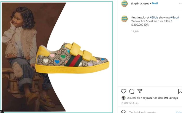 Harga Sepatu Bilqis Khumairah Razak