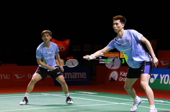 Pasangan ganda putra Malaysia, Ong Yew Sin/Teo Ee Yi pada semifinal Indonesia  Masters 2021, Sabtu (21/11/2021)