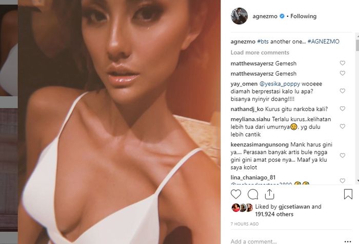 Postingan Instagram Agnez Mo, Kamis (7/3/2019).