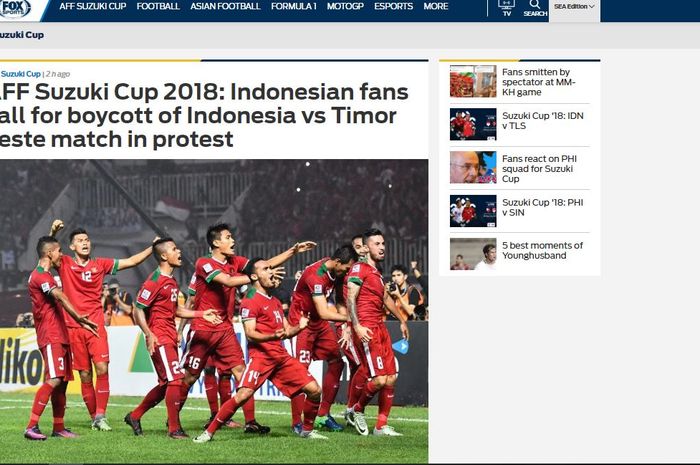 Media asing Fox Sports Asia soroti kekecewaan suporter timnas Indonesia