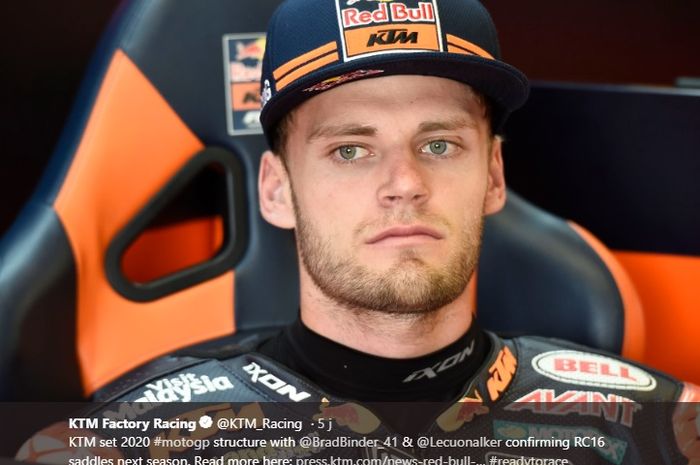 Pembalap asal Afrika Selatan, Brad Binder, ditunjuk  untuk menggantikan posisi Johann Zarco di KTM mulai musim 2020.