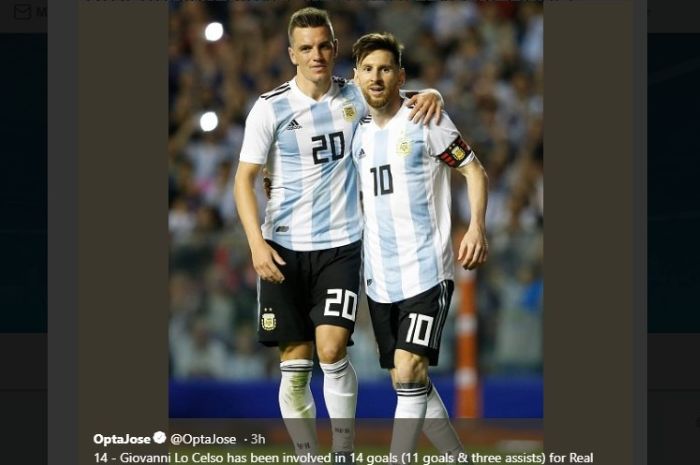 Dua pemain timnas Argentina, Giovani Lo Celso dan Lionel Messi