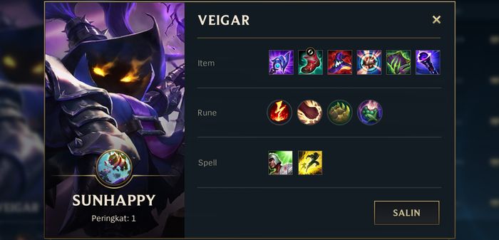 Recommended Veigar champion build in Wild Rift.