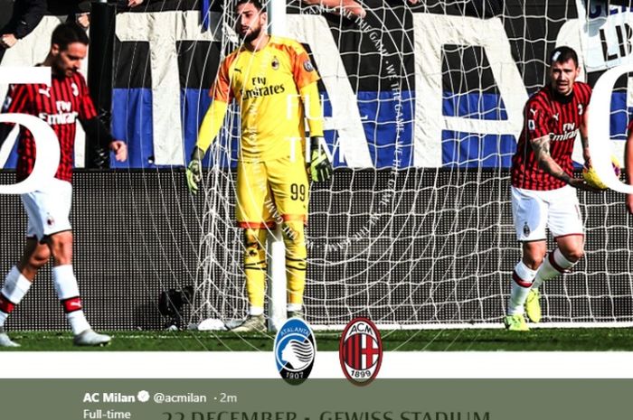 AC Milan saat kalah telak dari Atalanta pada ajang Liga Italia, Minggu (22/12/2019)