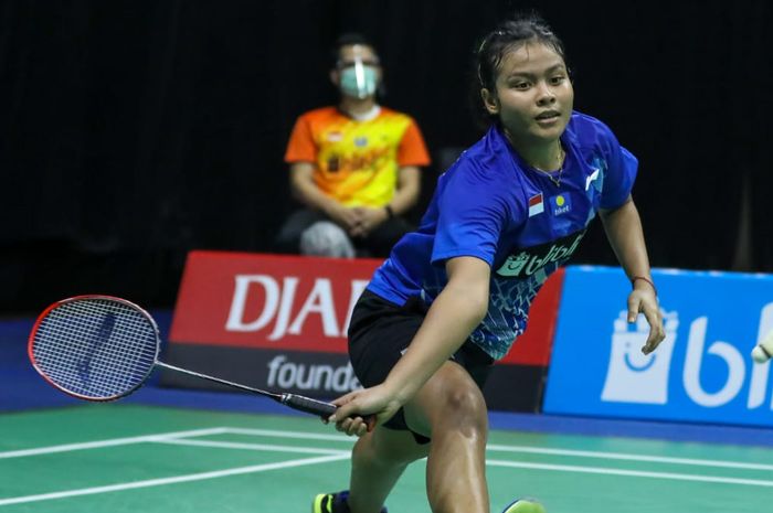 Pemain tunggal putri Indonesia, Komang Ayu Cahya Dewi saat beraksi di PBSI Home Tournament, Hall Pelatnas Cipayung, Jakarta Timur, Rabu (22/7/2020).
