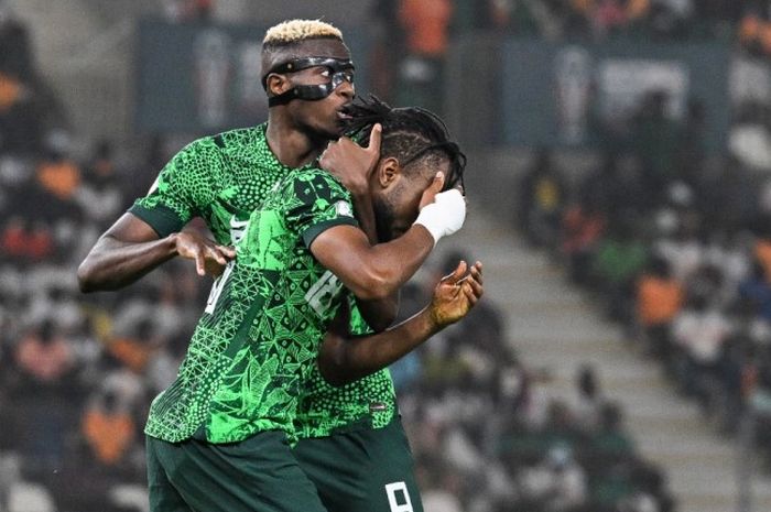 Victor Osimhen dalam laga NIgeria vs Afrika Selatan pada semifinal Piala Afrika 2023.