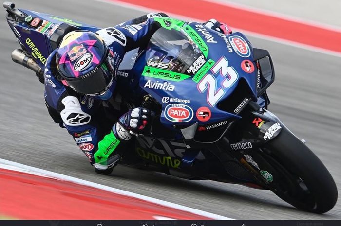 Pembalap Esponsorama Racing, Enea Bastianini, kala beraksi di MotoGP Amerika 2021 lalu (3/10/2021).