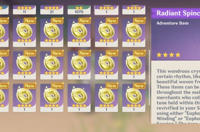 Radiant Spincrystal in inventory