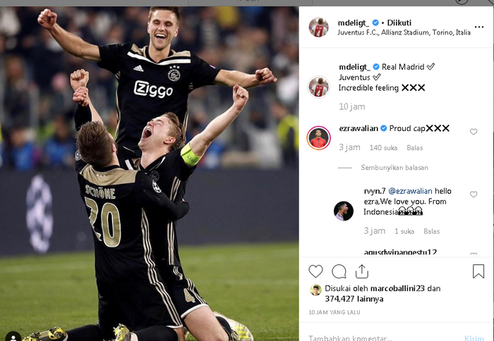 Ezra Walian komentari postingan Matthijs de Ligt