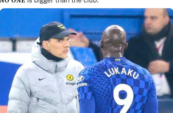 Pelatih Chelsea, Thomas Tuchel, dan Romelu Lukaku.