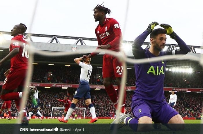 Liverpool saat berjumpa Tottenham Hotspur pada laga Liga Inggris musim 2018-2019