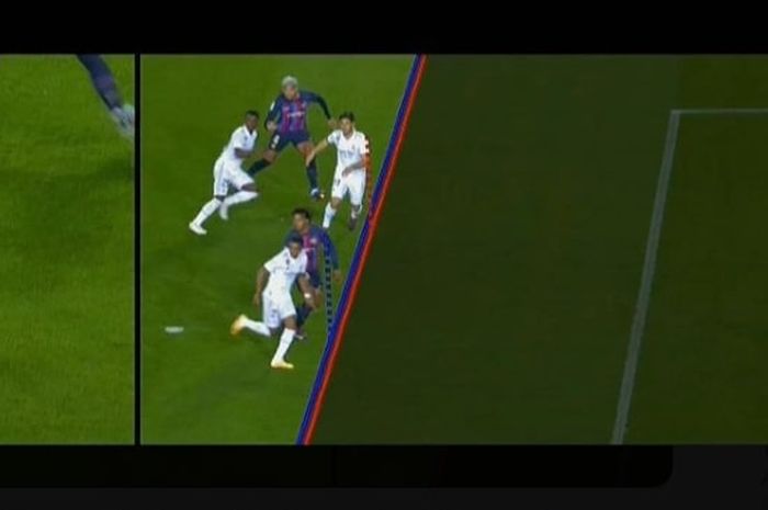Gol Marco Asensio dalam duel Barcelona vs Real Madrid dibatalkan karena offside. Barca menangi El Clasico di Liga Spanyol (19/3/2023).