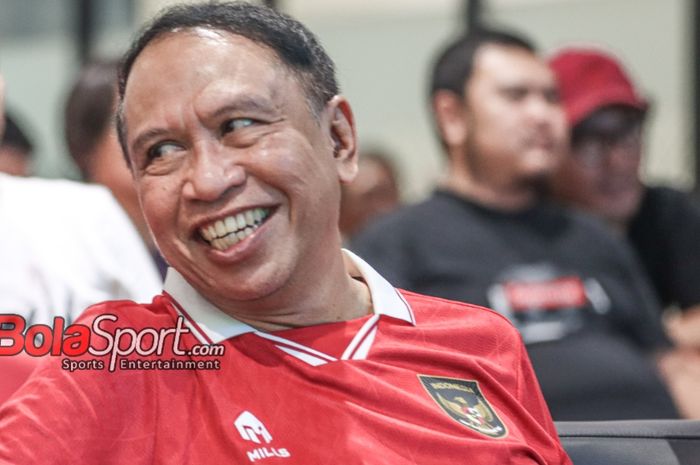 Wakil Ketua Umum PSSI, Zainudin Amali, sedang ikut dalam acara nonton bareng laga timnas Indonesia versus timnas Jepang di GBK Arena, Senayan, Jakarta, Rabu (24/1/2024).