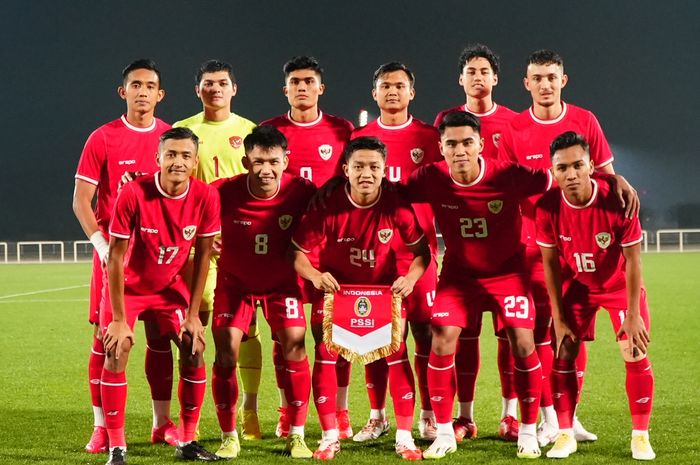 Skuad Timnas U-23 Indonesia saat beruji coba lawan Arab Saudi pada Jumat (5/4/2024) malam WIB di The Stevens Stadium, Dubai, Uni Emirat Arab