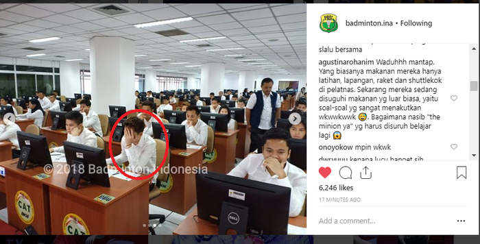 Unggahan akun Instagram PBSI