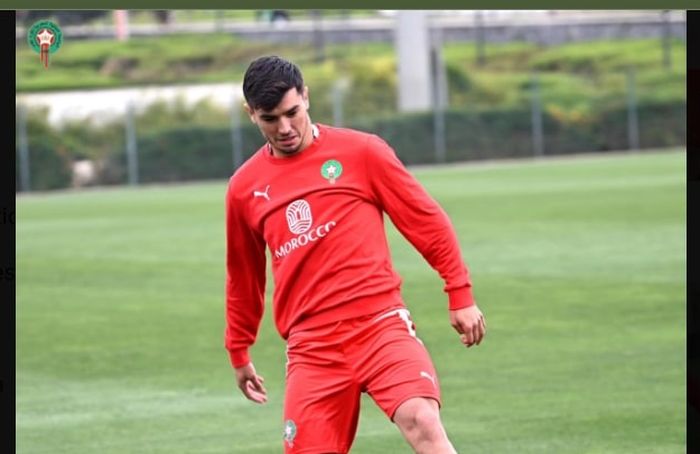Brahim Diaz saat menjalani sesi latihan dengan timnas Maroko.