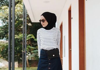 6 Mix and Match Outfit Stripes buat Malam Mingguan Ala Selebgram Hijab Rizky Amelia