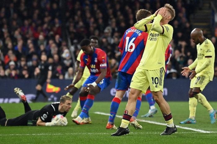 Arsenal menderita kekalahan dari Crystal Palace di Selhurst Park, Senin (4/4/2022).