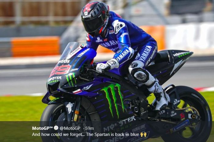 Aksi Jorge Lorenzo bersama Yamaha pada shakedown test MotoGP 2020, Selasa (4/2/2020)