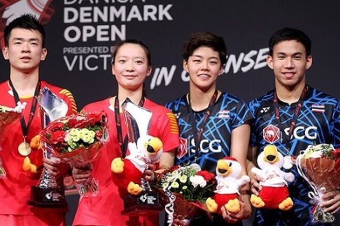 podium juara ganda campuran Denmark Open 2018 