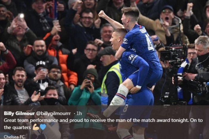 Gelandang Chelsea, Ross Barkley,  merayakan gol ke gawang Liverpool dala laga Piala FA di Stamford Bridge, Selasa (3/3/2020).