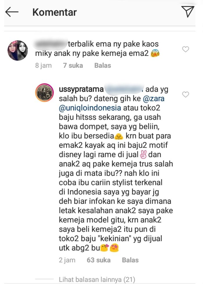 Tantangan Balik Ussy untuk netter yang menyindir penampilannya. 