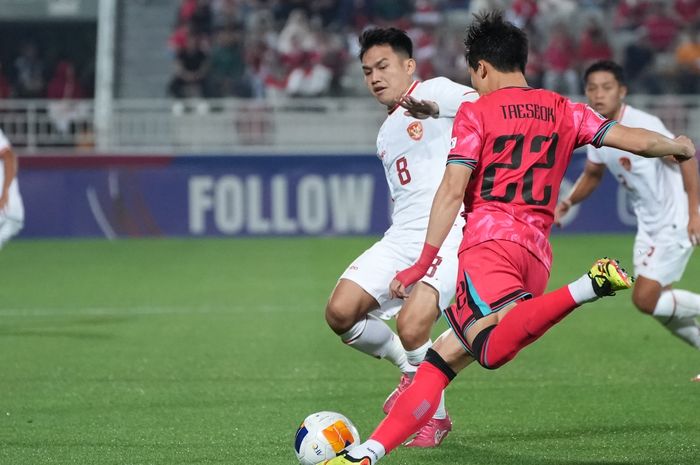Situasi pertandingan antara Timnas U-23 Indonesia saat laga perempat final Piala Asia U-23 2024 lawan Korea Selatan