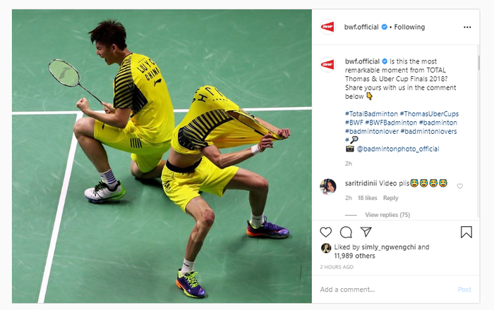 Unggahan instagram BWF