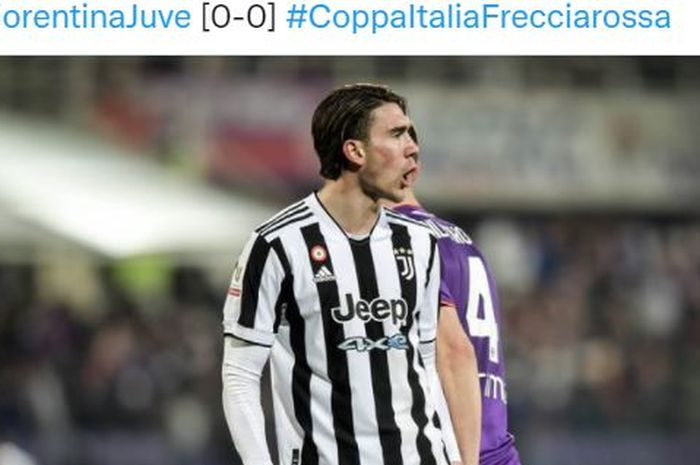 Main di kandang Fiorentina, Dusan Vlahovic cengo 55 menit, Juventus kocar-kacir dalam laga leg pertama semifinal Coppa Italia.