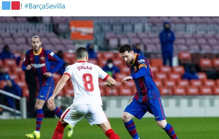 Laga Barcelona vs Sevilla di leg kedua semifinal Copa del Rey, Rabu (3/3/2021) di Camp Nou.