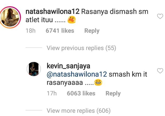 Natasha Wilona dan Kevin Sanjaya berbalas komentar