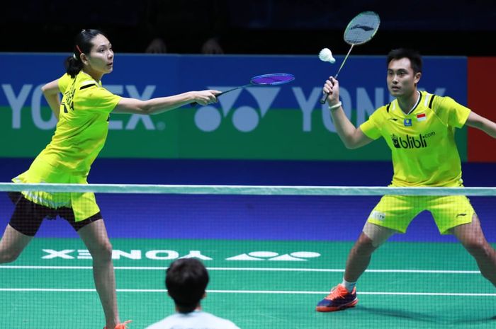 Aksi ganda campuran Indonesia, Hafiz Faizal/Gloria Emanuelle Widjaja pada babak perempat final All England Open 2020, Jumat (13/3/2020)