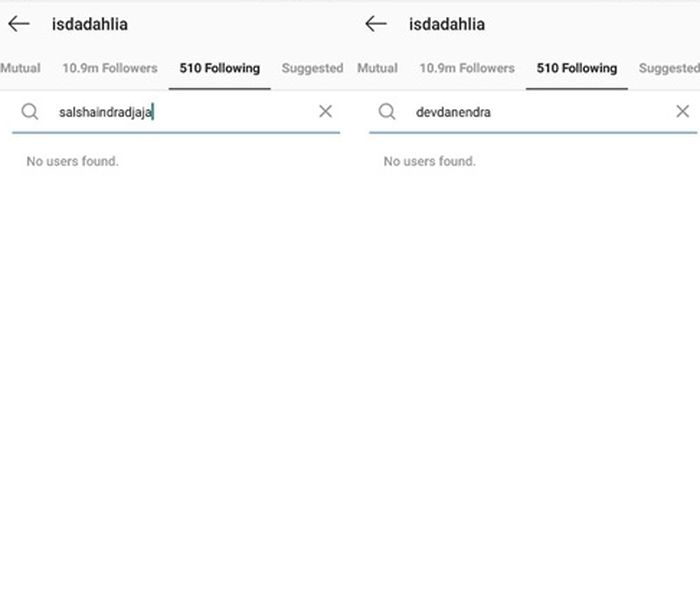 Akun kedua anak Iis Dahlia tidak ditemukan