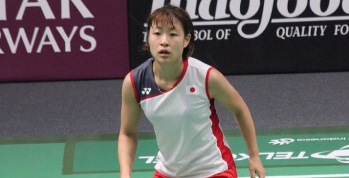 Tunggal putri Jepang, Nozomi Okuhara, saat tampil di Istora Senayan Jakarta, pada ajang Asian Games